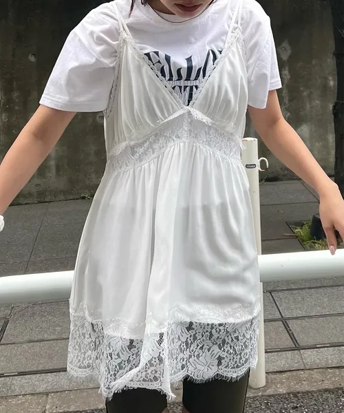 キャミソール MEDI DENIM TOUCH LACE MIX TUNIC CAMISOLE