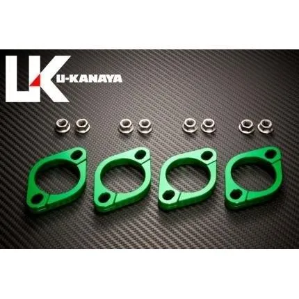 ZRX1200 DAEG（ダエグ） アルミ削り出しエキゾーストフランジ グリーン U-KANAYA