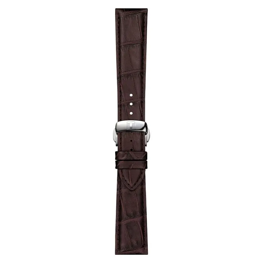 ティソ 純正交換腕時計ベルト T852045399 レザー アリゲーター型押し ブラウン 21mm プッシュボタン式Dバックル