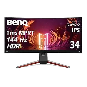 【中古】BenQ MOBIUZ EX3415R ウルトラワイドモニター (34インチ/21:9/湾曲率1900R/IPS/3440x1440/144Hz/1ms/HDRi/HDR400/FreeSync Premium/PIP/PBP 2.1c