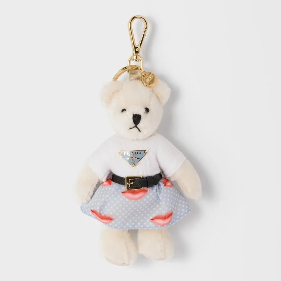 プラダ PRADA 2026春夏 レディース メタルリング付テディベアキーリングチャーム1TO27G_2IG1_F0W3B【ホワイト/ライトブルー 】【送料無料】【正規品】