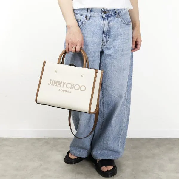 JIMMY CHOO ジミーチュウ AVENUE S TOTE BAG トートバッグ ショルダーバッグ キャンバス ロゴ刺繍 レディース VARENNE S TOTE LJJ