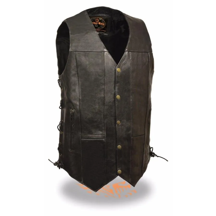 【並行輸入品】Milwaukee Men's Motorcycle 10 Pocket Tall Length Leather Vest Si