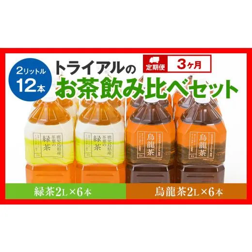 ふるさと納税 お茶類 緑茶（飲料） 福岡県 田川市 お茶 定期便 トライアルのお茶飲み比べセット （ 緑茶 2L × 6本 ・ 烏龍茶 2L × 6本 ） を3か月連続でお届…
