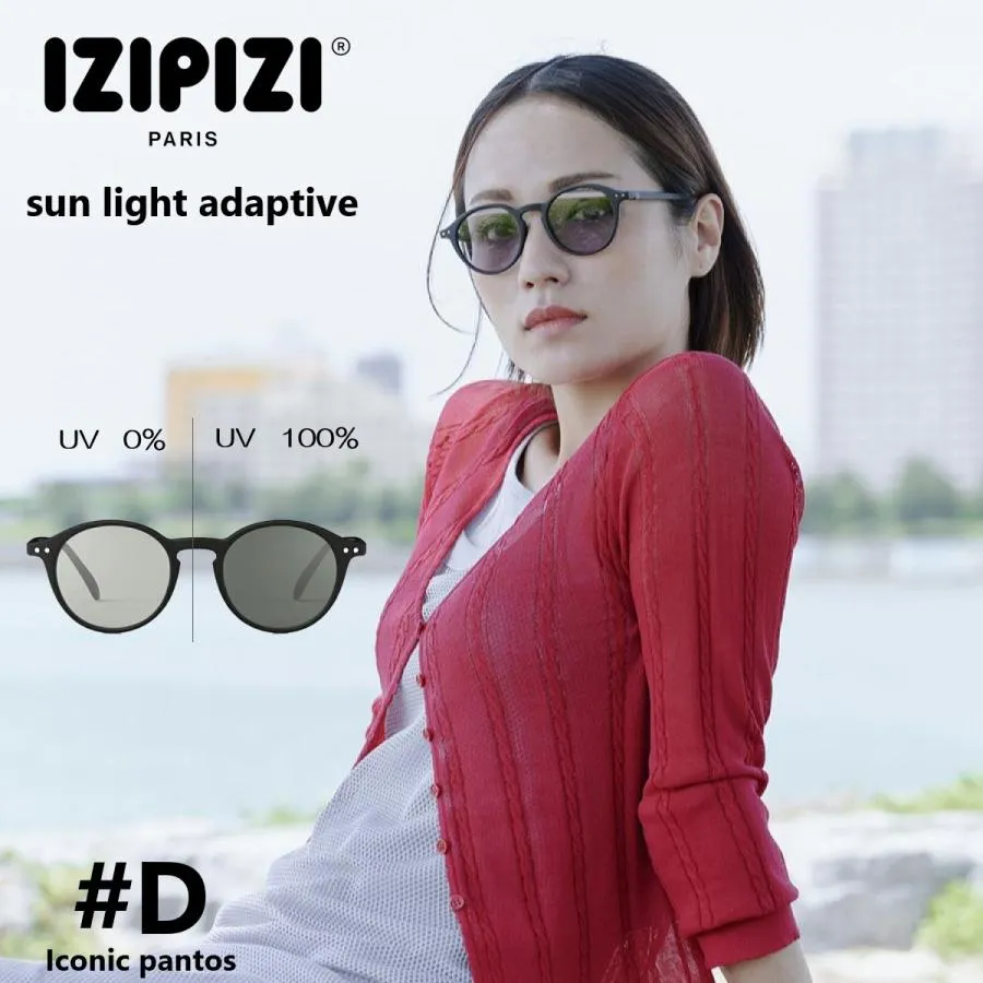 イジピジ IZIPIZI サングラス 調光レンズ サン ライト アダプティブ #D アイコニックパントス ブラック 99.9%UVカット 男女 IZ-373 爆買