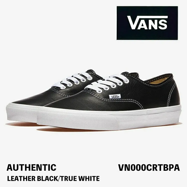 バンズ スニーカー VANS スニーカー AUTHENTIC LEATHER BLACK/TRUE WHITE VN000CRTBPA オーセンティック レザー ブラック トゥルー ホワイト シューズ