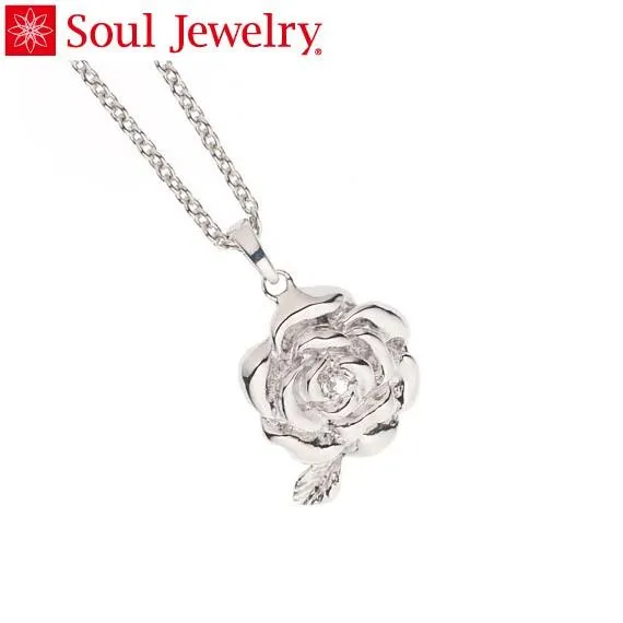遺骨ペンダント Soul Jewelry ローズ シルバー925 『ダイヤモンド』 (2209000773)[遺骨 ペンダント お守り アクセサリー]