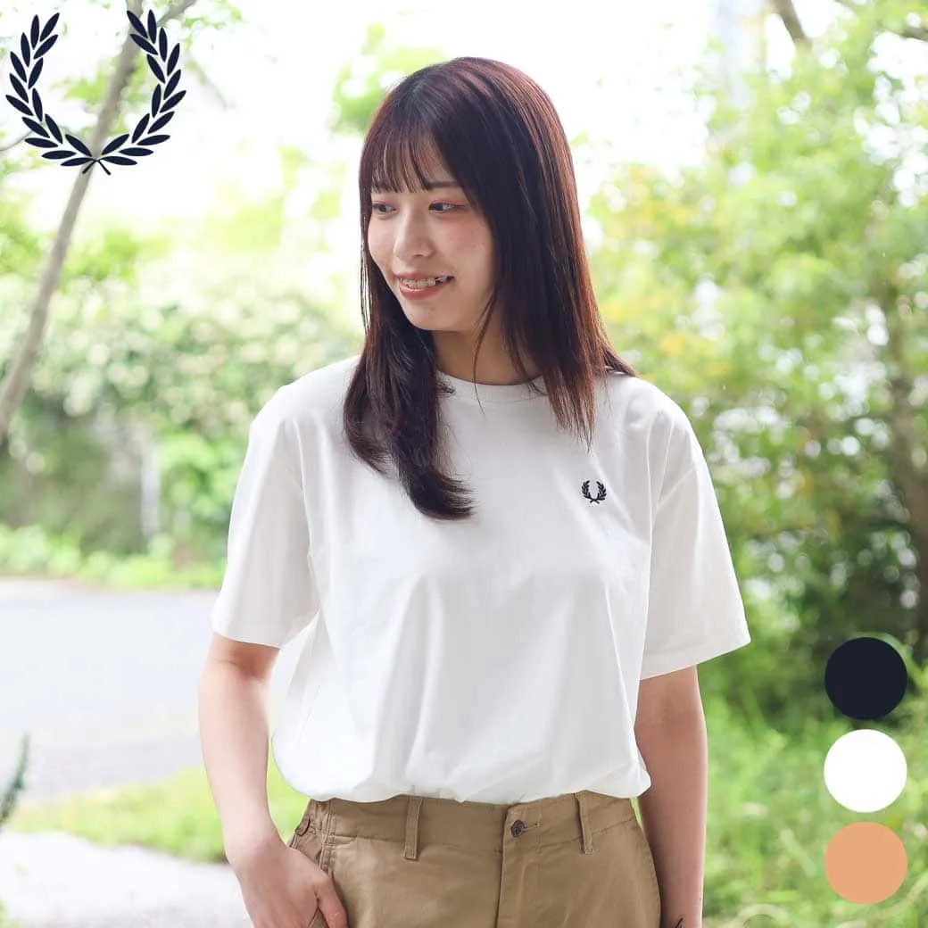 フレッドペリー FRED PERRY クルーネックTシャツ Crew Neck T-Shirt レディース 春夏 綿 SNOW WHITE NAVY PEACH 10サイズ