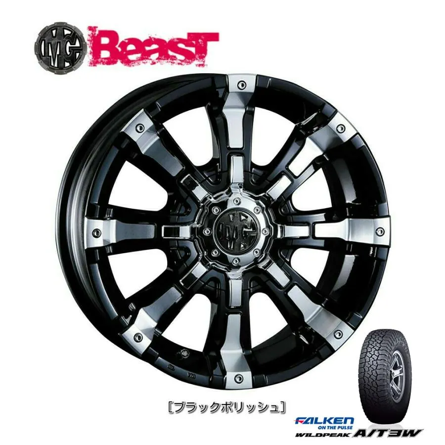 CRIMSON クリムソン MG BEAST 8.0J-17 +25 6H139.7 ブラックポリッシュ \u0026 ファルケン WILDPEAK A/T3W 285/70R17