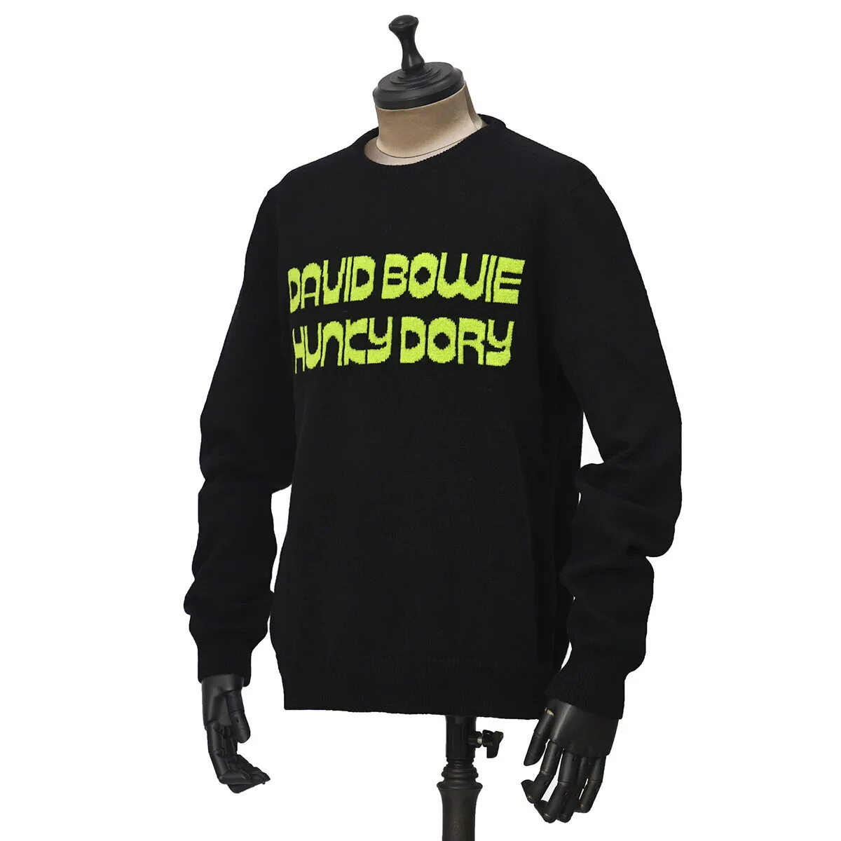【5/9(土)20：00～ 最大5,000円オフクーポン】【FINAL SALE】【sizeM,L】HADES【ヘイディーズ】クルーネックニット David Bowie The Bowie collection  Hunky Dory LAMBSWOOL ウール ブラック ライム