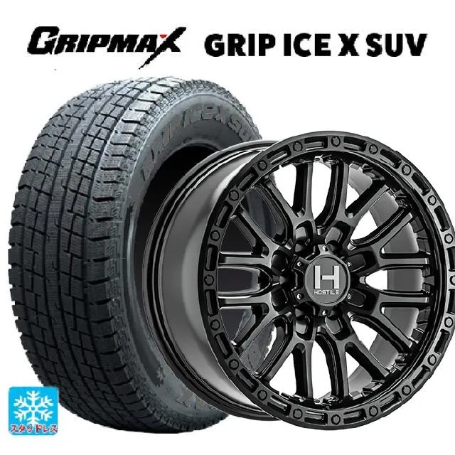 送料無料 スタッドレスタイヤホイール 4本セット 225/65R17 102T グリップマックス グリップアイスX SUV ブラックレター トライスタ