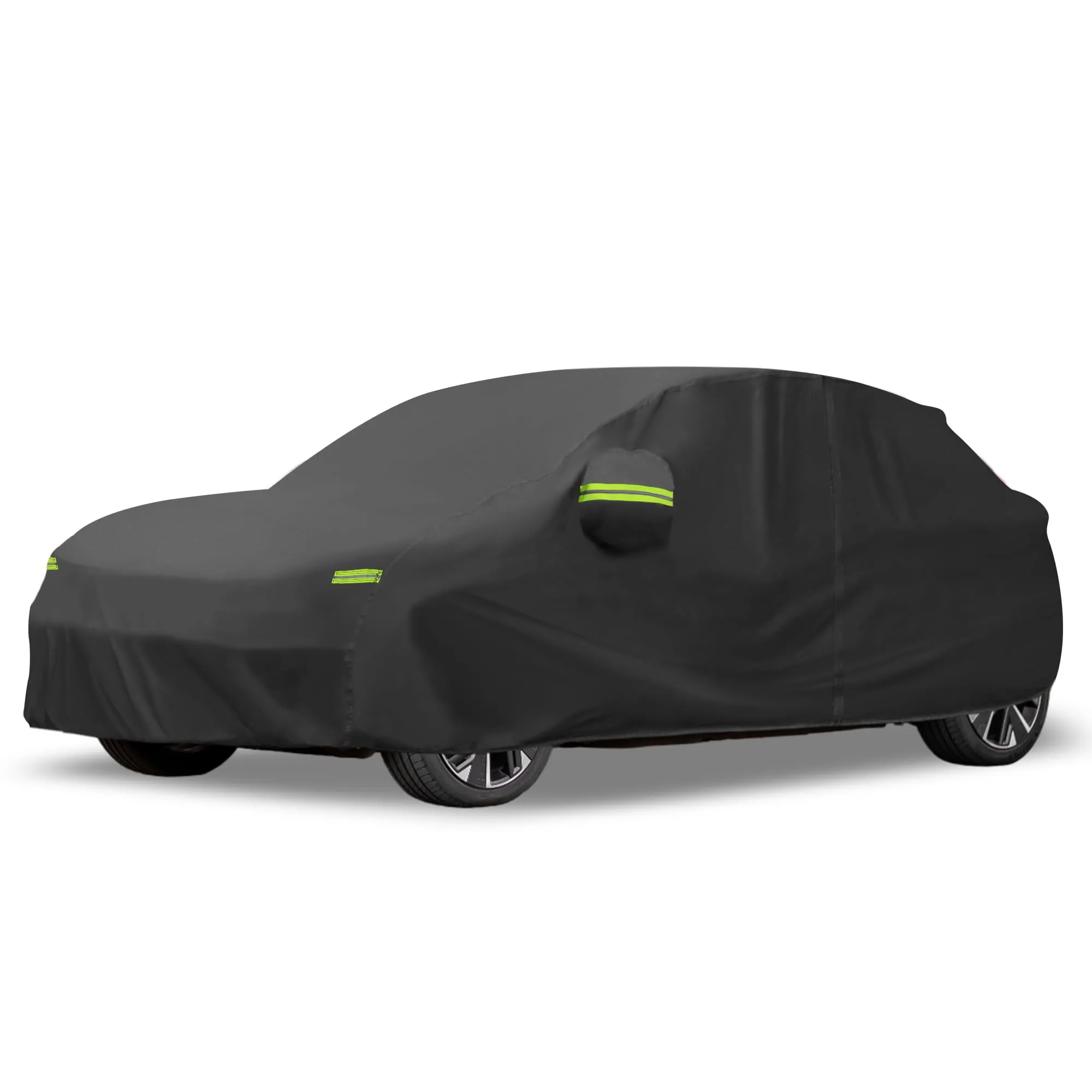 T オペルコルサD E F SE SRI 2006-2022用カバー 防水カーカバー 屋外用フルカーカバー 全天候対策 雨日焼け防止 ジッパー付き ブラ ック