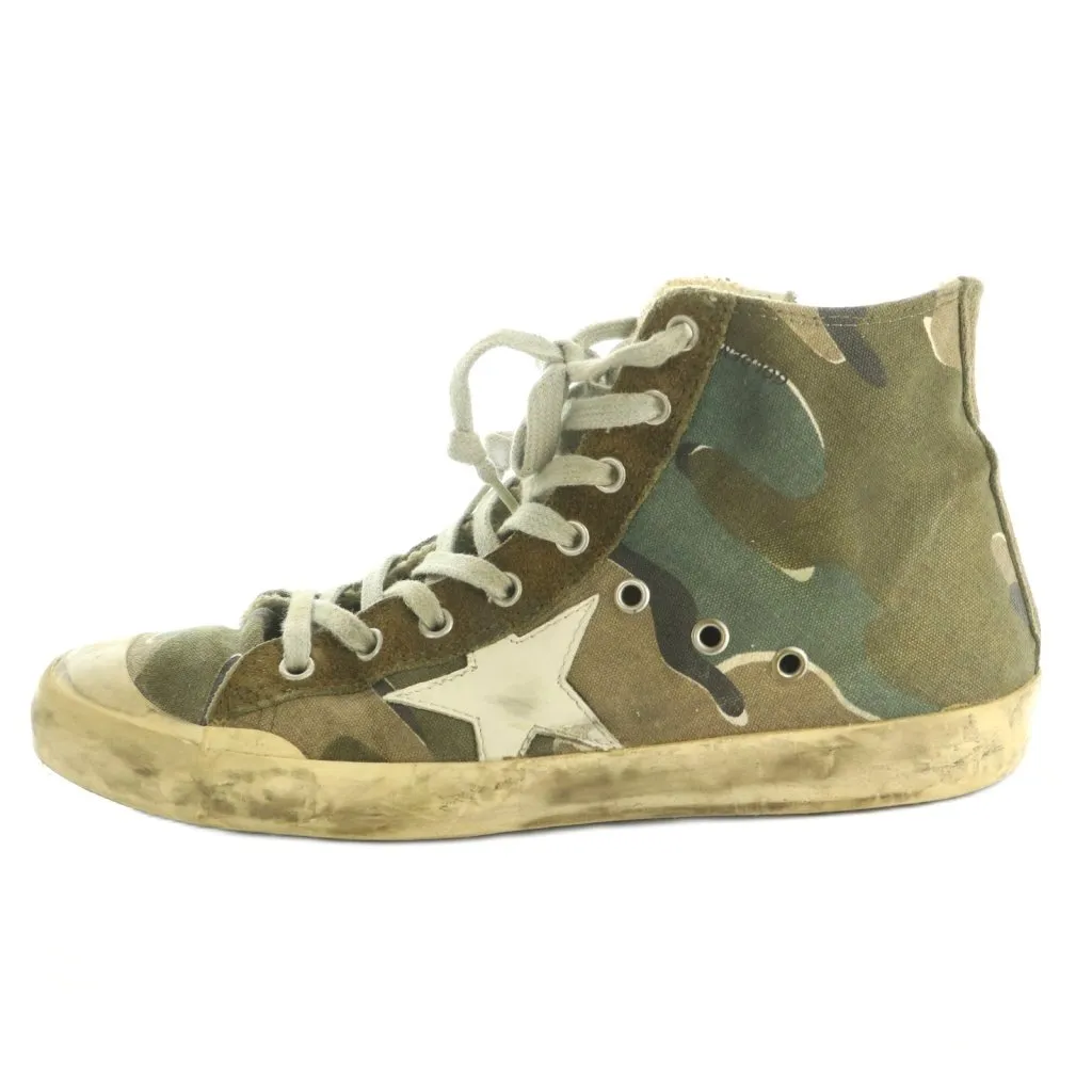 【中古】ゴールデングース GOLDEN GOOSE FRANCY ハイカットスニーカー シューズ カモフラ柄 ダメージ加工 40 25.0cm カーキ /MI ■OS レディース 【ベクトル 古着】 260317