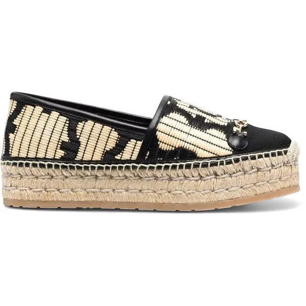 Ferragamo フェラガモ レディース スニーカー Ferragamo Logo Embroidered Espadrilles Black Beige (Women's) 【サイズ US_9.5(26.5cm)】