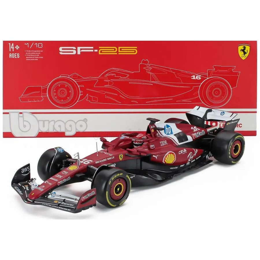 ＜予約品＞ Burago 1/18 Ferrari SF-25 2025 #16 Leclerc ケース付 フェラーリ ルクレール ブラーゴ ミニカー