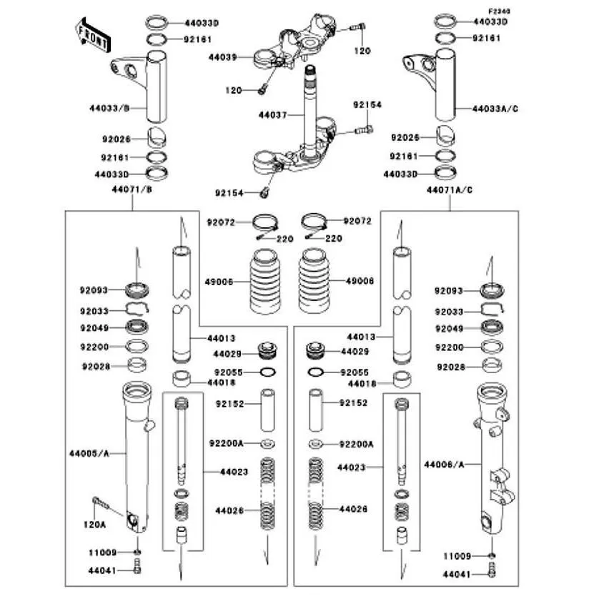 Kawasaki カワサキ 純正部品 44005-0083 チューブ(レフトフォークアウタ)
