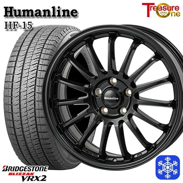 数量限定 205/55R16インチ ブリヂストン ブリザック VRX2 5H114.3 スタッドレスタイヤホイール4本セット ヒューマンライン HF15 BK