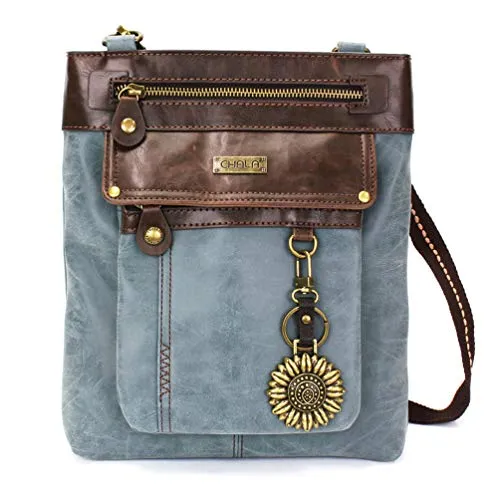 chala バッグ パッチ カバン かわいい CHALA GEMINI Crossbody PU Leather Messenger Bag Indigo - Sunflowerchala バッグ パッチ カバン かわいい