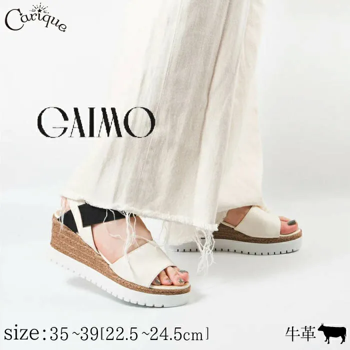 【月末限定777円OFFクーポン！セール】gaimo ガイモ サンダル レディース 本革 牛革 レザー 厚底 ラウンドトゥ ウエッジソール エラスティックゴム ダブルソール 歩きやすい 痛くなりにくい 脱げにくい  カジュアル ZARZA-RS