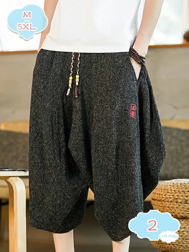 サルエルパンツ メンズ 6分丈 夏 無地 調整紐 ゆったり 大きいサイズ ハーフパンツ ショートパンツ カジュアル 無地 ズボン 春夏秋 ショートパンツ 袴パンツ カーゴパンツ 夏服 ビーチパンツ shopcp