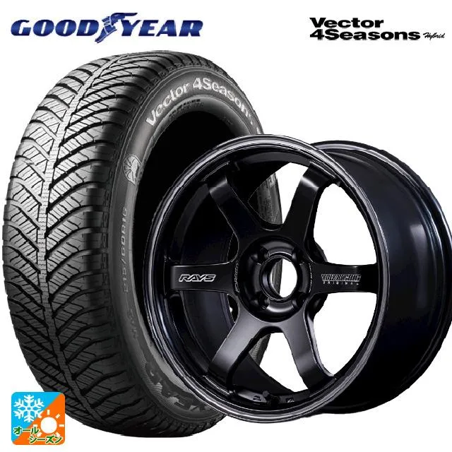 送料無料 オールシーズンタイヤホイールセット 195/50R16 84H グッドイヤー ベクターフォーシーズンズ ハイブリッド レイズ ボルクレーシン