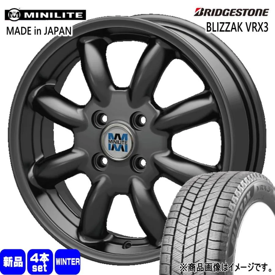 ラパン スペーシア ミラ イース ジーノ ブリヂストン 165/55R15 75Q BLIZZAK VRX3 冬用 スタッドレスタイヤ MINILITE 15インチ