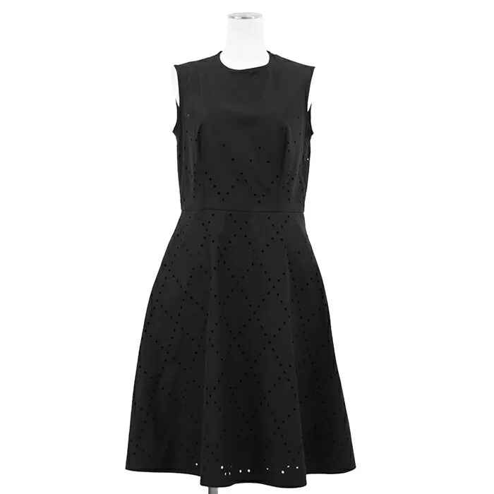SALE【新品同様】MONCLER モンクレール ワンピース サイズ 42 レディース NOIR KEI NIMOMIYA ABITO 2018年製 クルーネック ノースリーブ パンチング シルク100％ キャミソール ドレス ブラック 黒 ルーマニア製【中古】