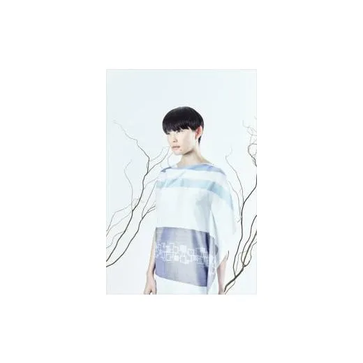 ふるさと納税 服 女 栃木県 足利市  限定 STYLE＊MEISEN 四角重ね柄シルクワンピース（WHITE）／ L F7Z-306